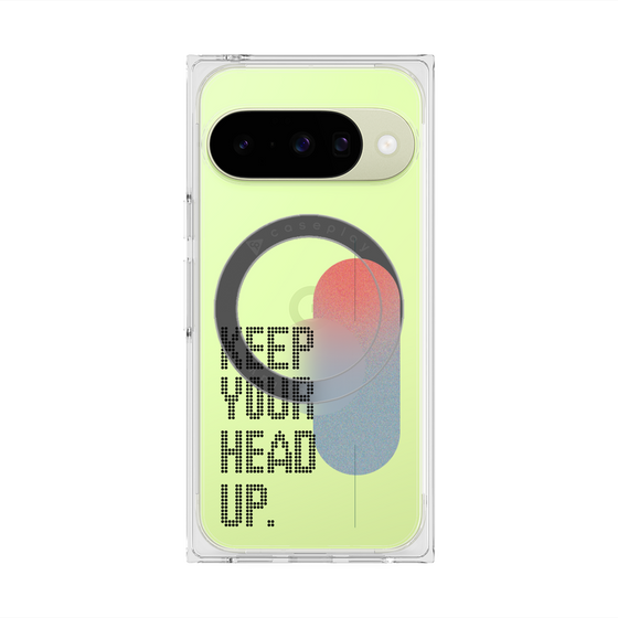 プレミアムスクエアケース with Pixelsnap［ オリジナル - ドットオーバーレイ - KEEP YOUR HEAD UP/A ］