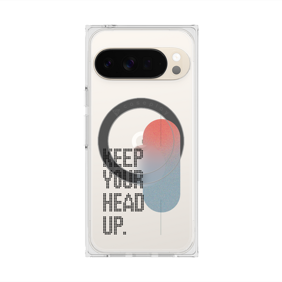 プレミアムスクエアケース with Pixelsnap［ オリジナル - ドットオーバーレイ - KEEP YOUR HEAD UP/A ］