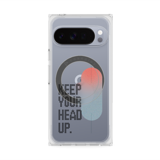 プレミアムスクエアケース with Pixelsnap［ オリジナル - ドットオーバーレイ - KEEP YOUR HEAD UP/A ］