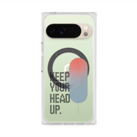 プレミアムスクエアケース with Pixelsnap［ オリジナル - ドットオーバーレイ - KEEP YOUR HEAD UP/A ］