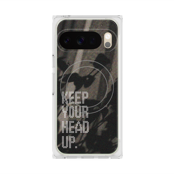 プレミアムスクエアケース with Pixelsnap［ オリジナル - ドットオーバーレイ - KEEP YOUR HEAD UP/B ］
