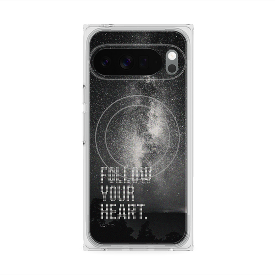 プレミアムスクエアケース with Pixelsnap［ オリジナル - ドットオーバーレイ - FOLLOW YOUR HEART/C ］