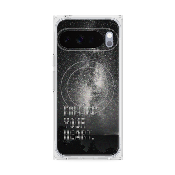 プレミアムスクエアケース with Pixelsnap［ オリジナル - ドットオーバーレイ - FOLLOW YOUR HEART/C ］