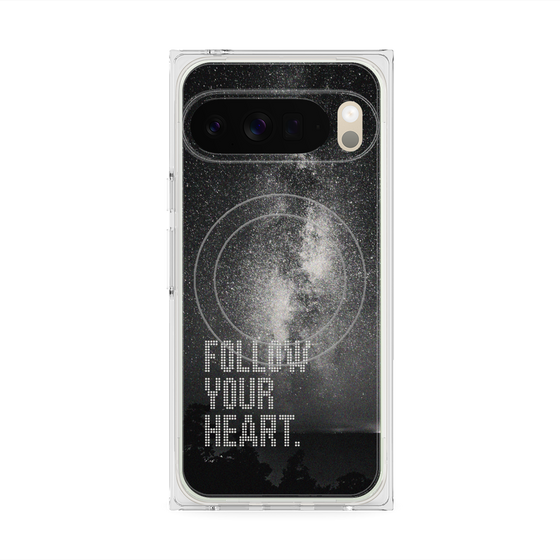 プレミアムスクエアケース with Pixelsnap［ オリジナル - ドットオーバーレイ - FOLLOW YOUR HEART/C ］