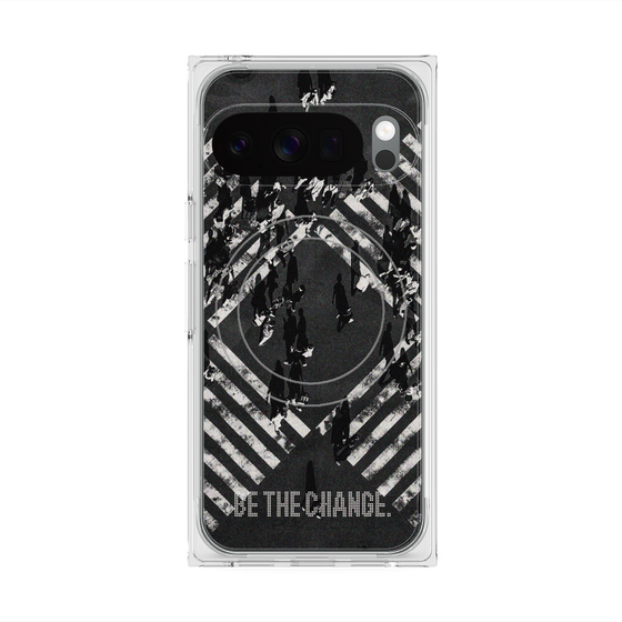プレミアムスクエアケース with Pixelsnap［ オリジナル - ドットオーバーレイ - BE THE CHANGE/B ］