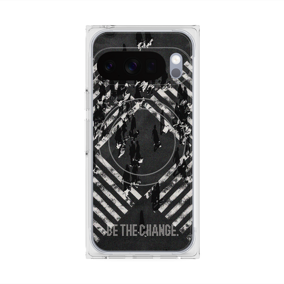 プレミアムスクエアケース with Pixelsnap［ オリジナル - ドットオーバーレイ - BE THE CHANGE/B ］