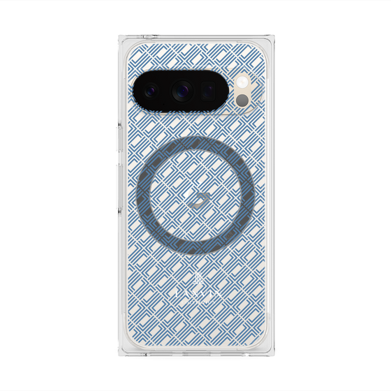 プレミアムスクエアケース with Pixelsnap［ LANVIN COLLECTION - ロゴパターン - ブルー ］