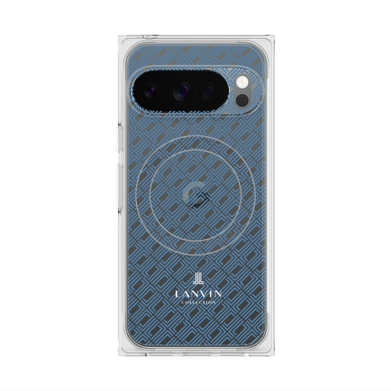 プレミアムスクエアケース with Pixelsnap［ LANVIN COLLECTION - ロゴパターン - ブルー ］