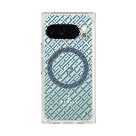 プレミアムスクエアケース with Pixelsnap［ LANVIN COLLECTION - ロゴパターン - ブルー ］