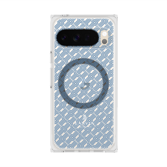 プレミアムスクエアケース with Pixelsnap［ LANVIN COLLECTION - ロゴパターン - ブルー ］