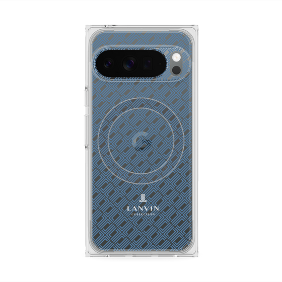 プレミアムスクエアケース with Pixelsnap［ LANVIN COLLECTION - ロゴパターン - ブルー ］