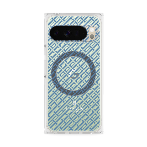 プレミアムスクエアケース with Pixelsnap［ LANVIN COLLECTION - ロゴパターン - ブルー ］