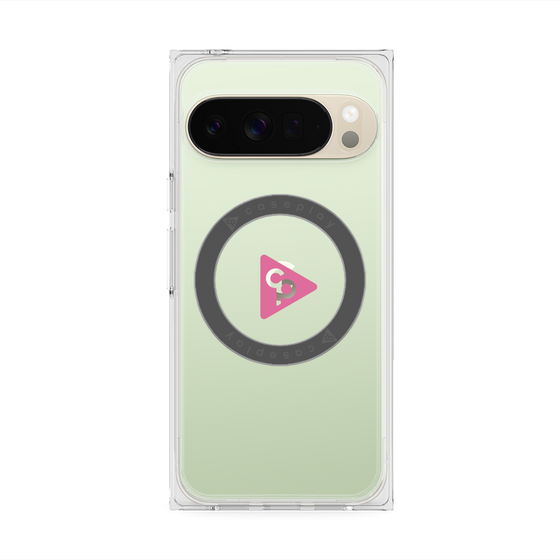プレミアムスクエアケース with Pixelsnap［ オリジナル - caseplayロゴ - ピンク/C ］