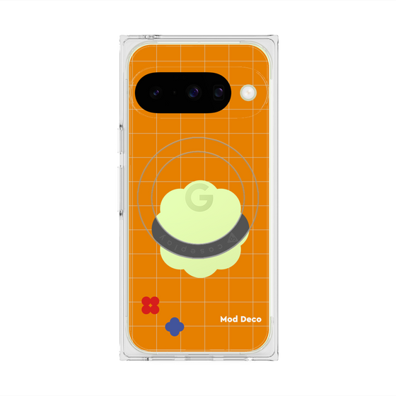 プレミアムスクエアケース with Pixelsnap［ Mod Deco - オリジナル - レトロオレンジ ］