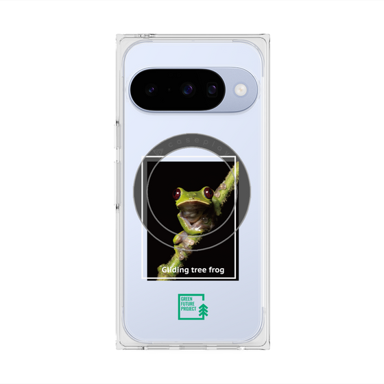 プレミアムスクエアケース with Pixelsnap［ Green Future Project - Gliding tree frog ］
