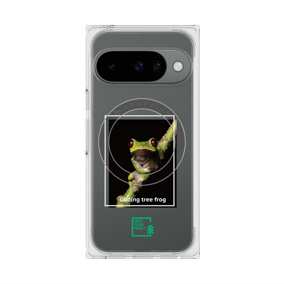 プレミアムスクエアケース with Pixelsnap［ Green Future Project - Gliding tree frog ］