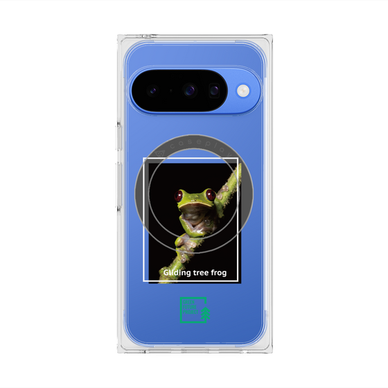プレミアムスクエアケース with Pixelsnap［ Green Future Project - Gliding tree frog ］