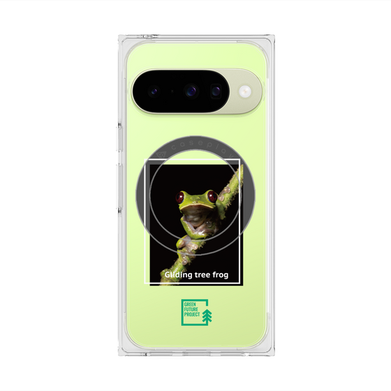 プレミアムスクエアケース with Pixelsnap［ Green Future Project - Gliding tree frog ］