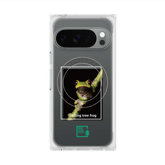 プレミアムスクエアケース with Pixelsnap［ Green Future Project - Gliding tree frog ］