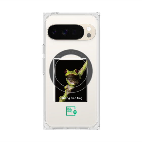 プレミアムスクエアケース with Pixelsnap［ Green Future Project - Gliding tree frog ］