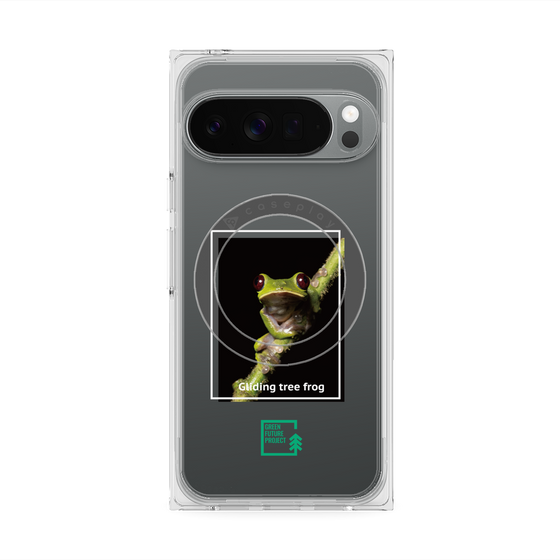 プレミアムスクエアケース with Pixelsnap［ Green Future Project - Gliding tree frog ］