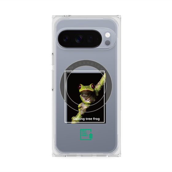 プレミアムスクエアケース with Pixelsnap［ Green Future Project - Gliding tree frog ］