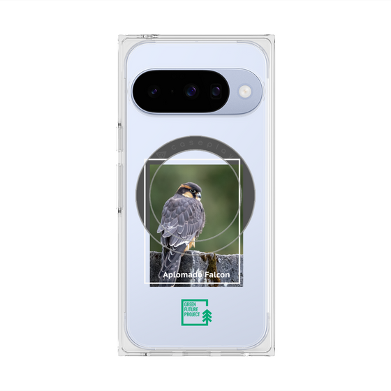 プレミアムスクエアケース with Pixelsnap［ Green Future Project - Aplomado Falcon ］