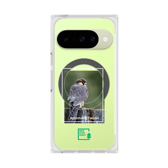 プレミアムスクエアケース with Pixelsnap［ Green Future Project - Aplomado Falcon ］
