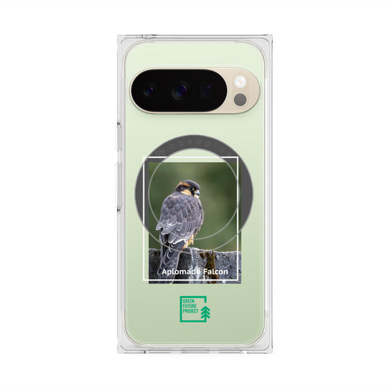 プレミアムスクエアケース with Pixelsnap［ Green Future Project - Aplomado Falcon ］