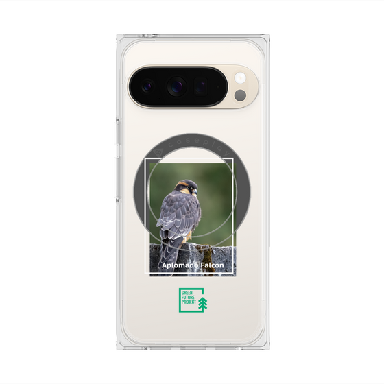 プレミアムスクエアケース with Pixelsnap［ Green Future Project - Aplomado Falcon ］