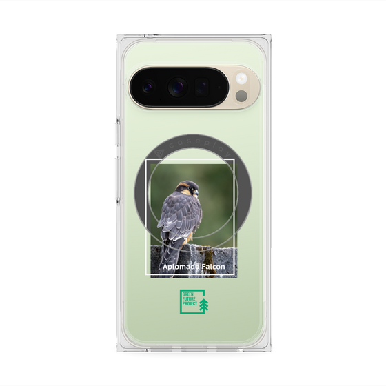 プレミアムスクエアケース with Pixelsnap［ Green Future Project - Aplomado Falcon ］