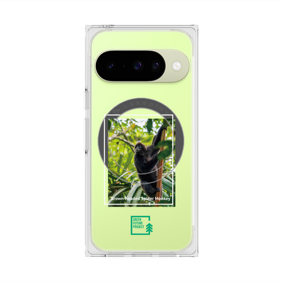 プレミアムスクエアケース with Pixelsnap［ Green Future Project - Brown-headed Spider Monkey ］