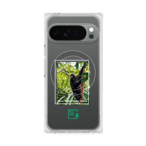 プレミアムスクエアケース with Pixelsnap［ Green Future Project - Brown-headed Spider Monkey ］