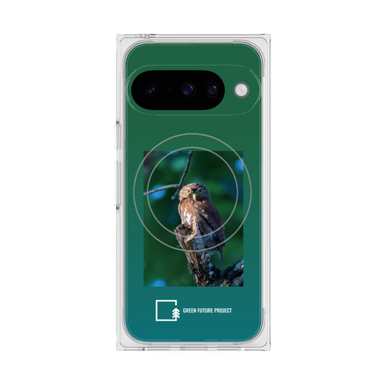 プレミアムスクエアケース with Pixelsnap［ Green Future Project - Ferruginous Pygmy Owl ］