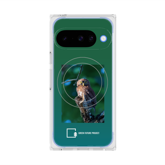 プレミアムスクエアケース with Pixelsnap［ Green Future Project - Ferruginous Pygmy Owl ］