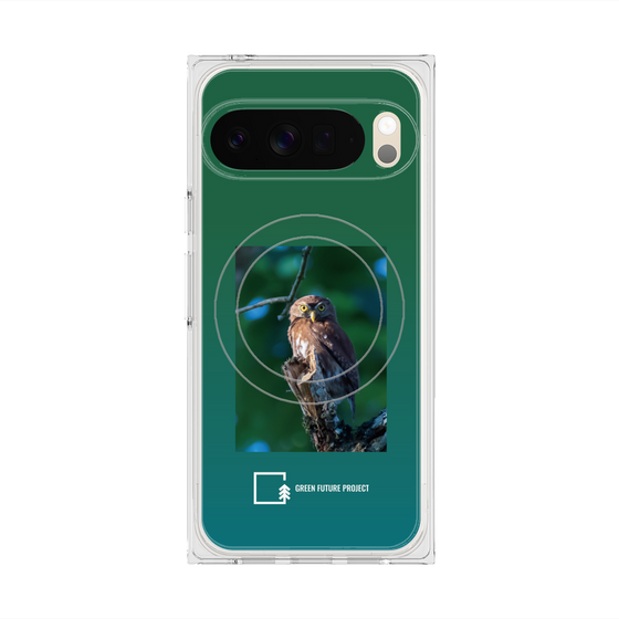 プレミアムスクエアケース with Pixelsnap［ Green Future Project - Ferruginous Pygmy Owl ］