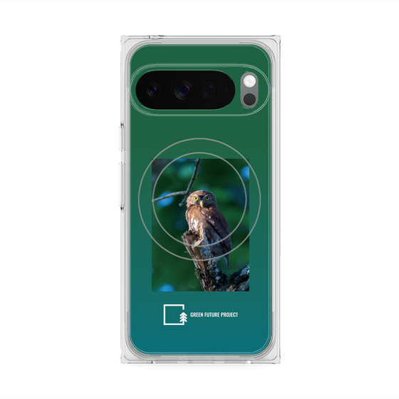 プレミアムスクエアケース with Pixelsnap［ Green Future Project - Ferruginous Pygmy Owl ］
