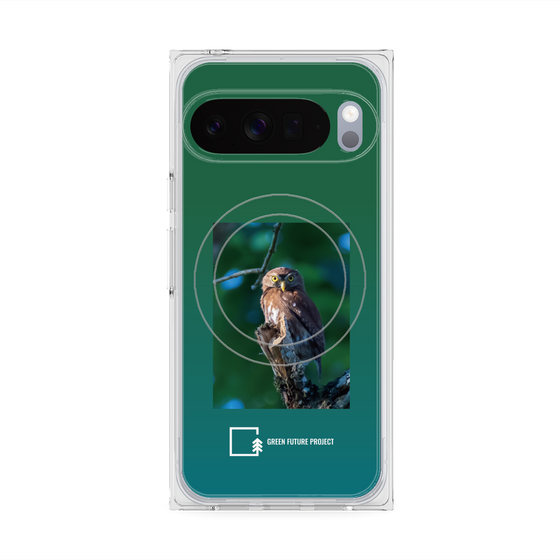 プレミアムスクエアケース with Pixelsnap［ Green Future Project - Ferruginous Pygmy Owl ］
