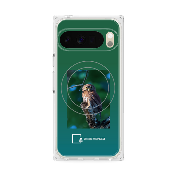 プレミアムスクエアケース with Pixelsnap［ Green Future Project - Ferruginous Pygmy Owl ］