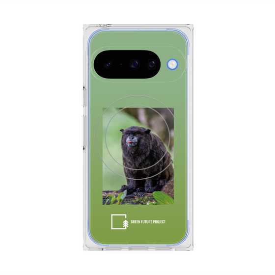 プレミアムスクエアケース with Pixelsnap［ Green Future Project - Black-mantled Tamarin ］