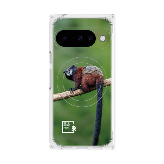 プレミアムスクエアケース with Pixelsnap［ Green Future Project - Saddle-backTamarin ］