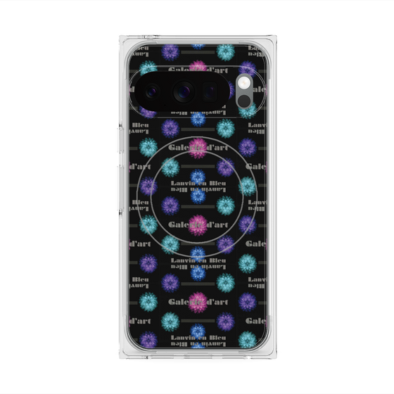プレミアムスクエアケース with Pixelsnap［ LANVIN en Bleu - Flower pattern ］