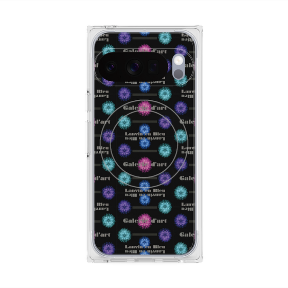 プレミアムスクエアケース with Pixelsnap［ LANVIN en Bleu - Flower pattern ］