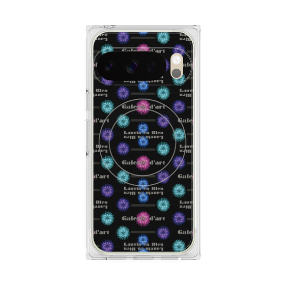 プレミアムスクエアケース with Pixelsnap［ LANVIN en Bleu - Flower pattern ］