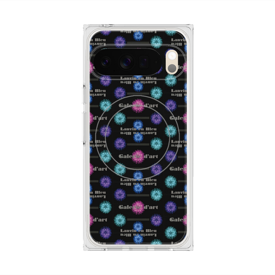 プレミアムスクエアケース with Pixelsnap［ LANVIN en Bleu - Flower pattern ］