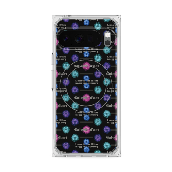 プレミアムスクエアケース with Pixelsnap［ LANVIN en Bleu - Flower pattern ］