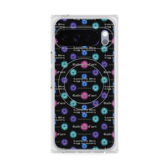 プレミアムスクエアケース with Pixelsnap［ LANVIN en Bleu - Flower pattern ］