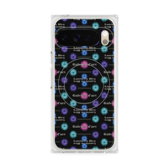 プレミアムスクエアケース with Pixelsnap［ LANVIN en Bleu - Flower pattern ］