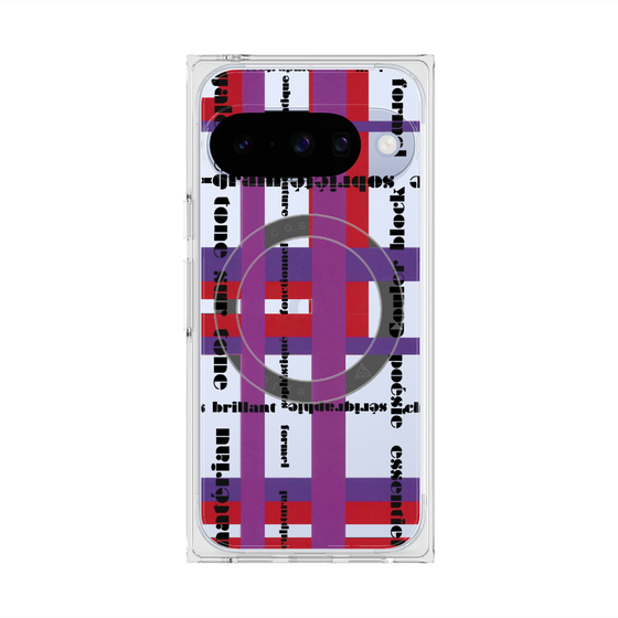 プレミアムスクエアケース with Pixelsnap［ LANVIN en Bleu - Plaid ］