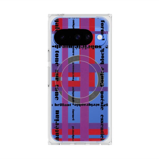 プレミアムスクエアケース with Pixelsnap［ LANVIN en Bleu - Plaid ］